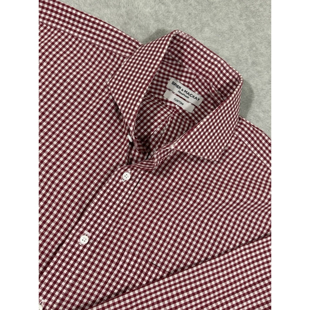 Spier & Mackay Handmade‎ CUSTOM Plaid Red White Oxford Button Down 2XL/3XL
